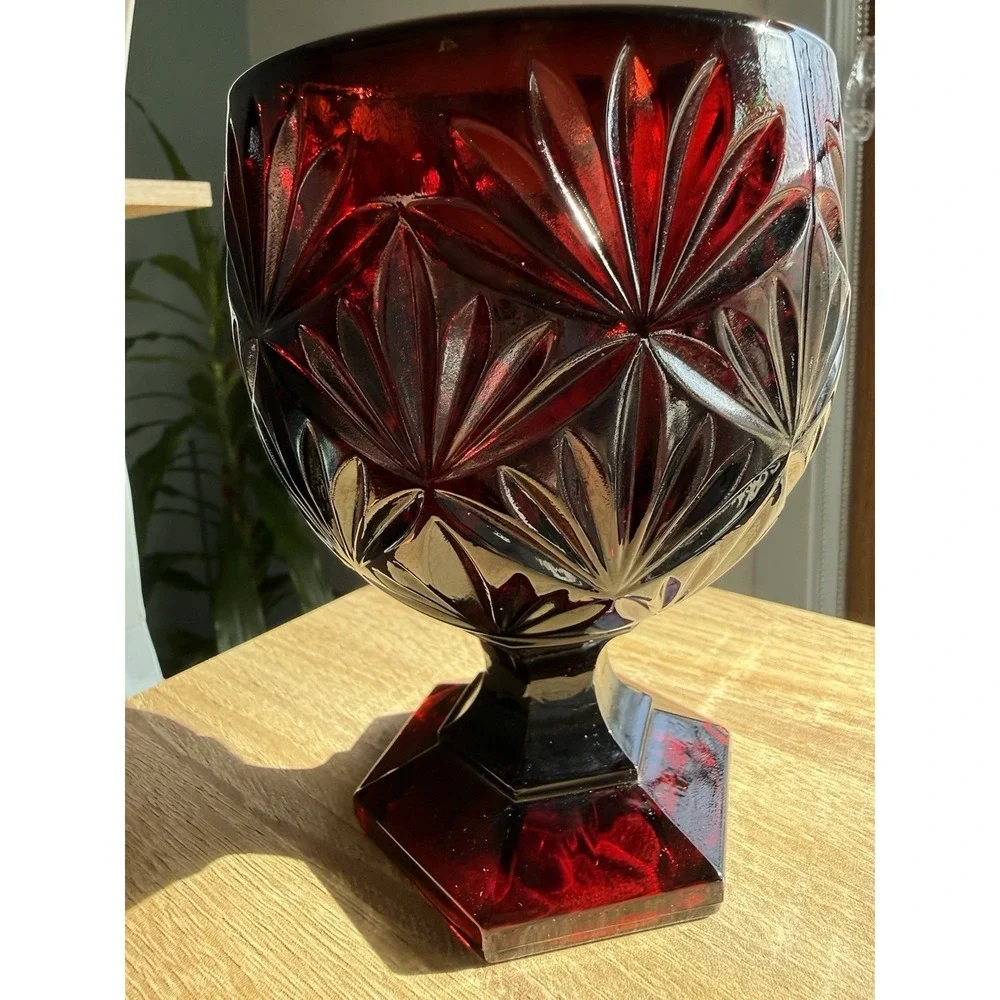 Vintage‎ Luminarc Arcoroc France Red Ruby Glass Pedestal Candy Dish Goblet
